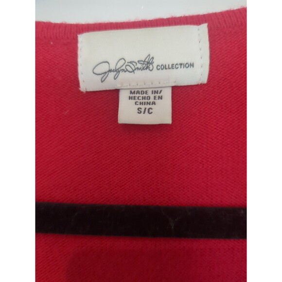 Jaclyn Smith Woman's SM V Neck Sweater Top Rouched Detail Long Sleeve Red - Picture 2 of 9